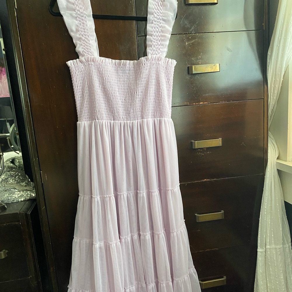 NWOT Kourt Sheer Lavender Midi Dress L